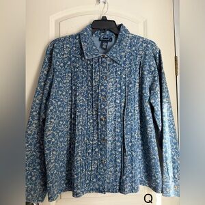 Denim&Co Blue and Cream Patterned Shirt